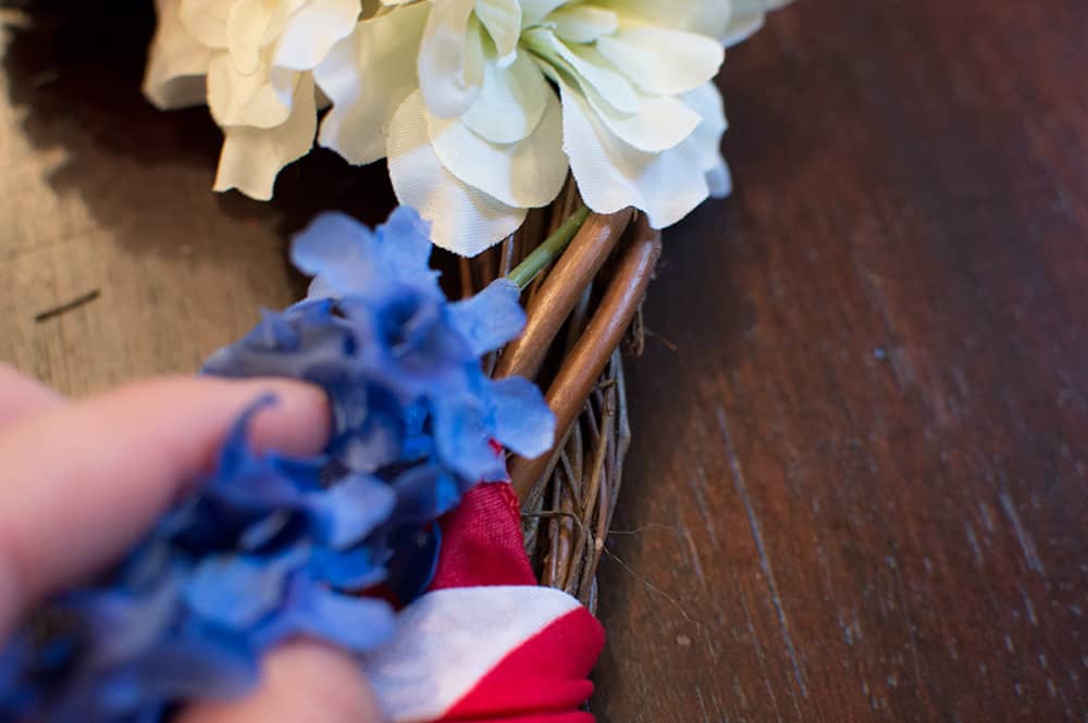 Step 3: Cut and attach your flowers -- DIY 4th of July Wreath from Elva M Design Studio