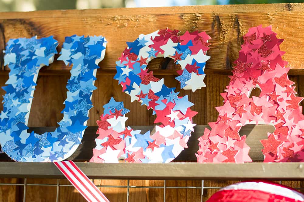 USA letters on display at 4th of July celebration