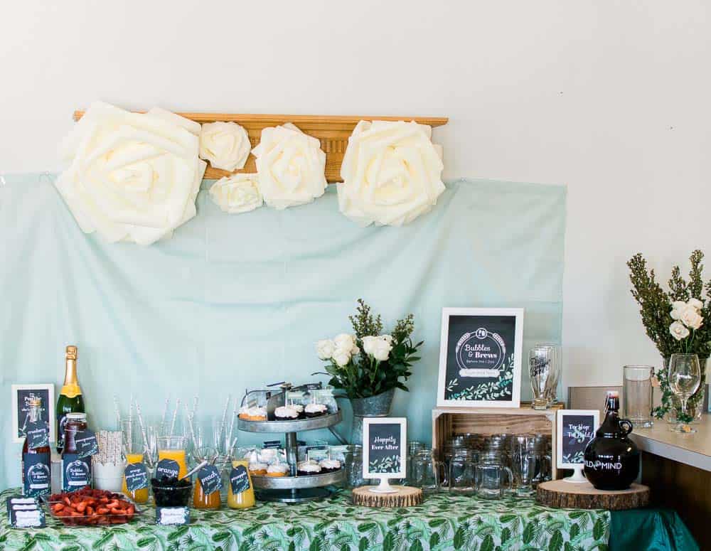 bubbles and brews dessert table
