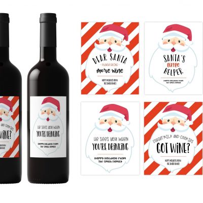 Christmas Santa Wine Labels Set