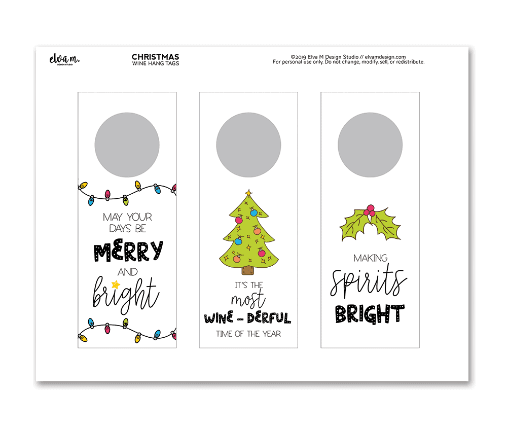Holiday hang tags for wine and spirits