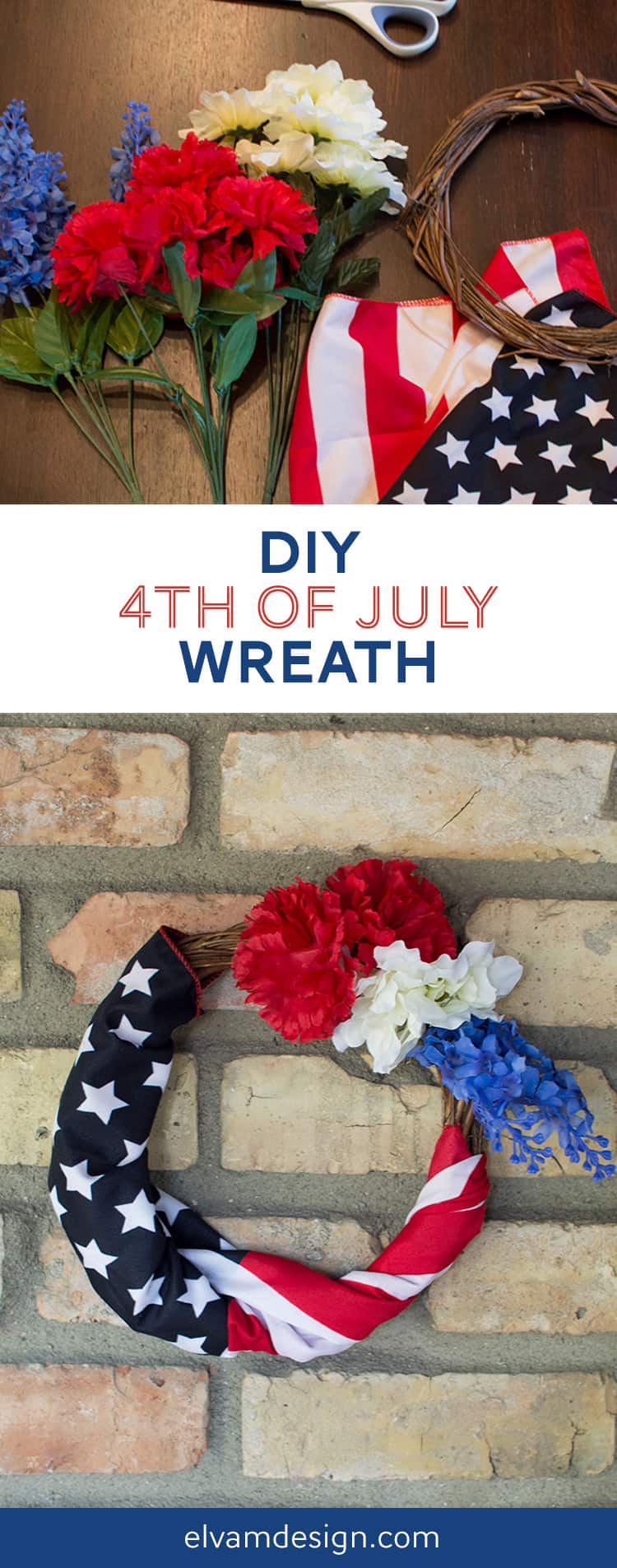 DIY 4th of July Wreath Tutorial from Elvamdesign.com