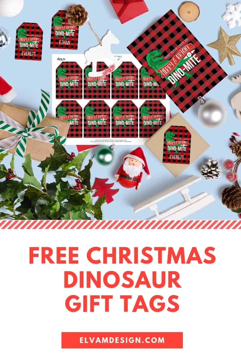 Free Dinsoaur Christmas Gift Tags
