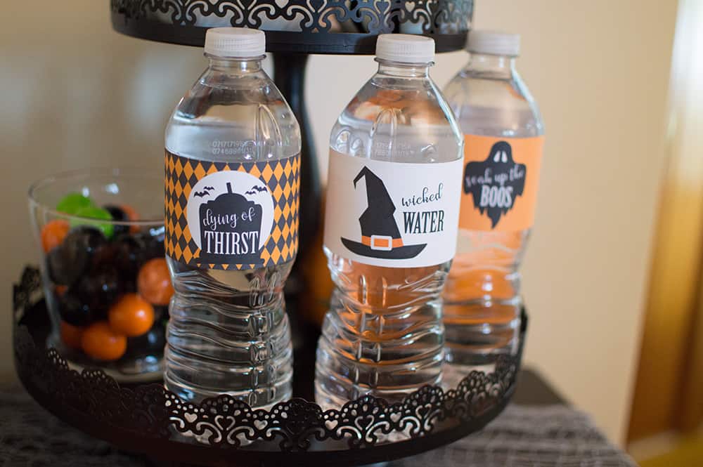 Halloween water bottle labels
