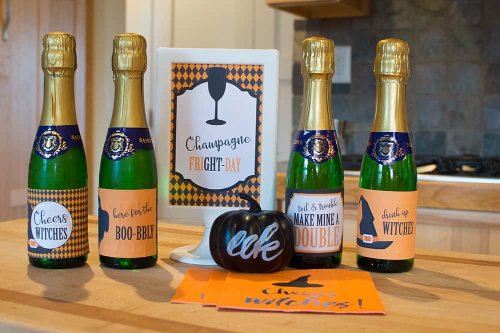 Halloween Mini Wine and Champagne Bottle Labels