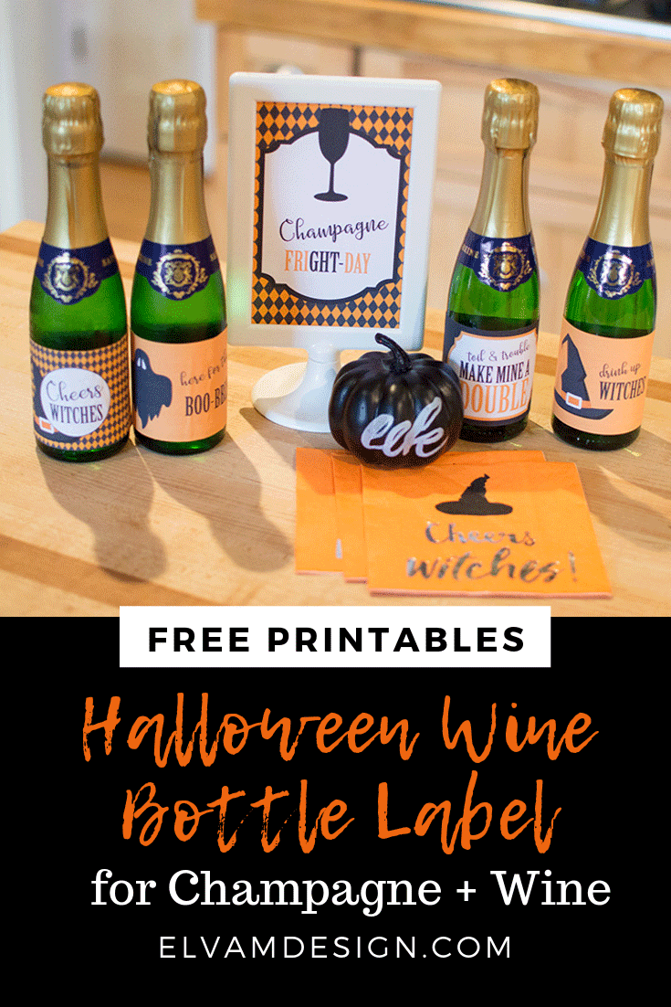 free mini wine bottle labels for Halloween