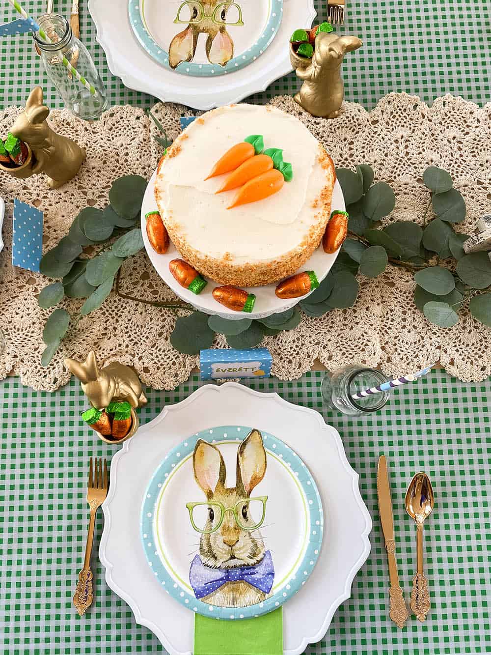 Carrot cake on Easter table