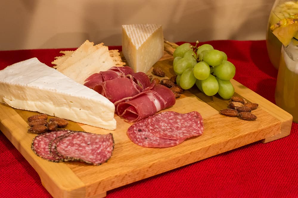 Create a charcuterie tray for easy snacking at your party