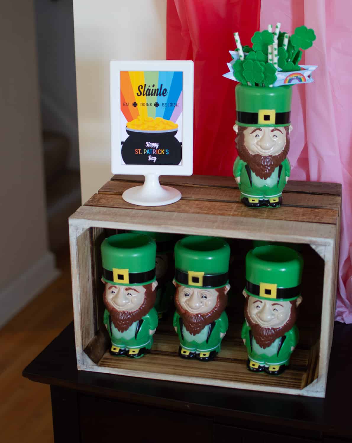 Leprechaun Loot Drink Station with leprechaun cups from Oriental Trading