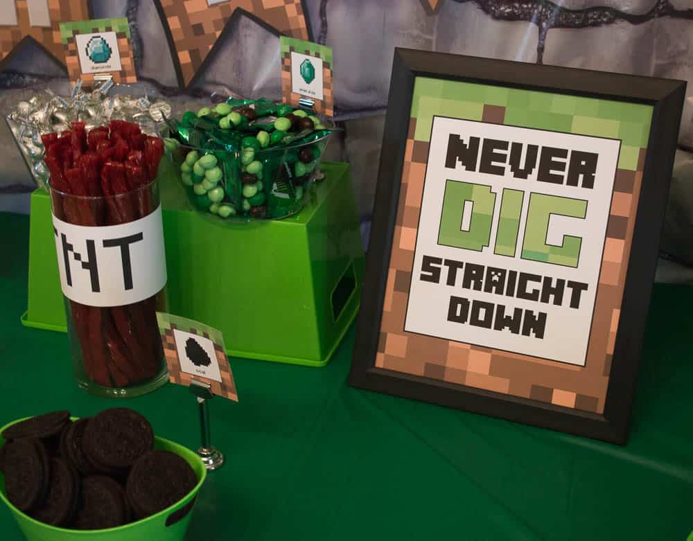 Minecraft party sign and food ideas