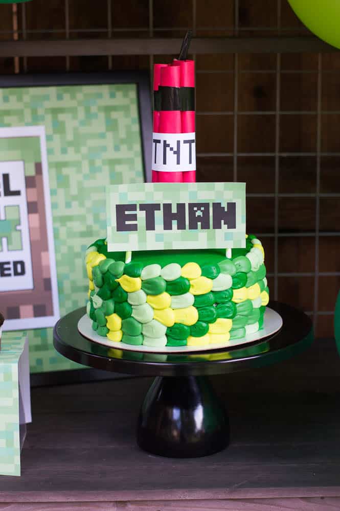 Minecraft birthday party cake
