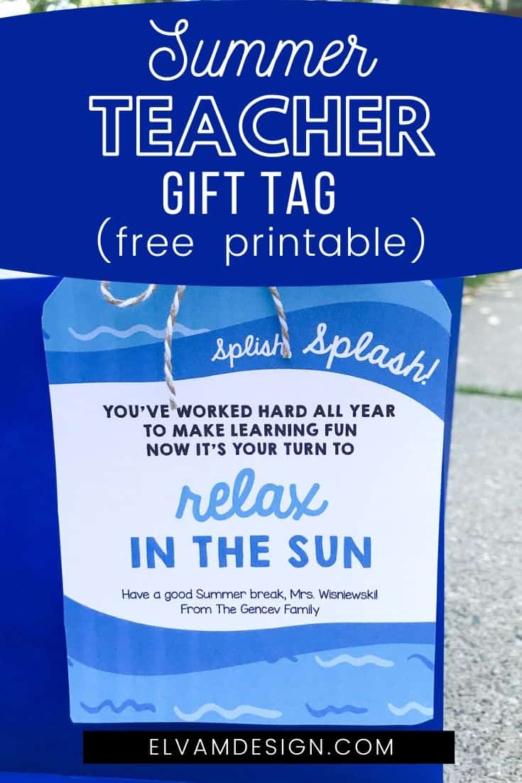 Free Summer Teacher Gift Tag
