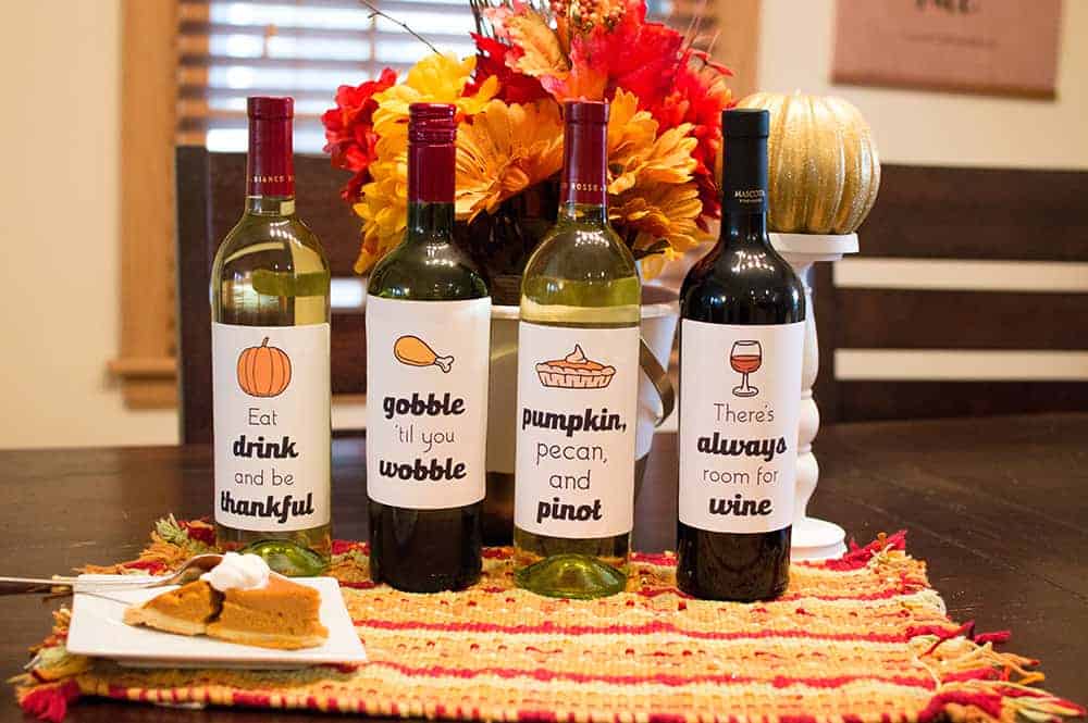 Set of 4 Free Thanksgiving Wine Bottle Labels from Elva M Design Studio