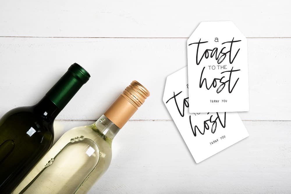 DIY hostess gift tags and wine