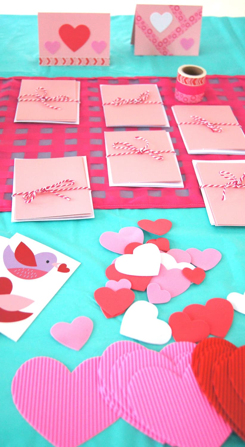 Supplies to create Valentine's Day Cards