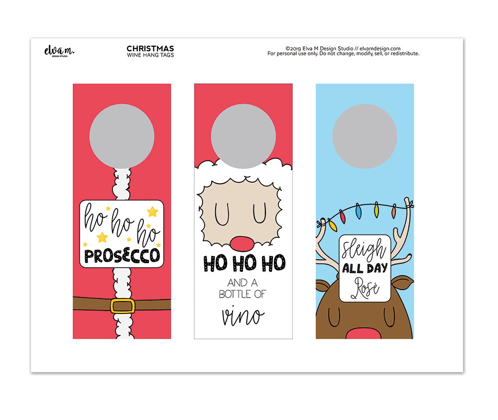 Holiday hang tags for wine